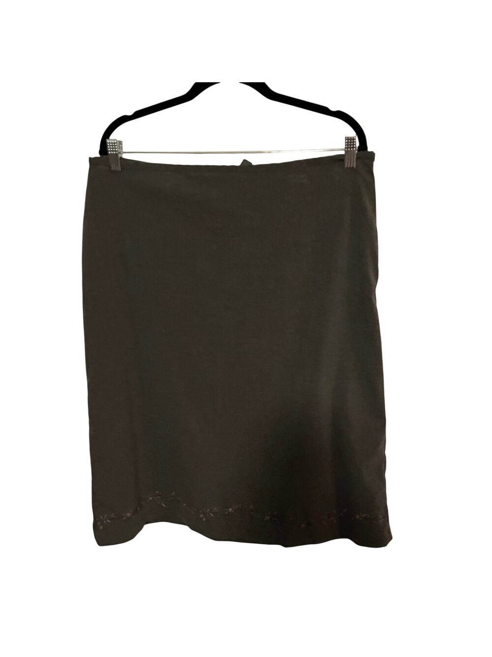 GAP Women's Size 14 Gray A-Line Skirt Floral Embroidered Hem Knee Length